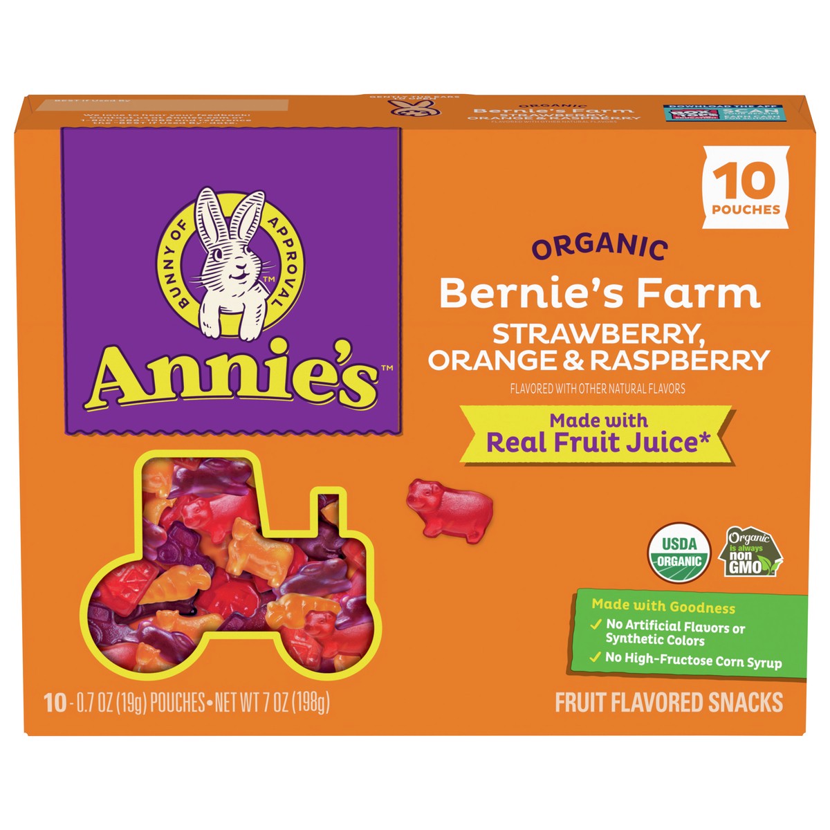 slide 1 of 9, Annie's Organic Bernie's Farm Fruit Flavored Snacks, Gluten Free, 10 Pouches, 7 oz., 10 ct