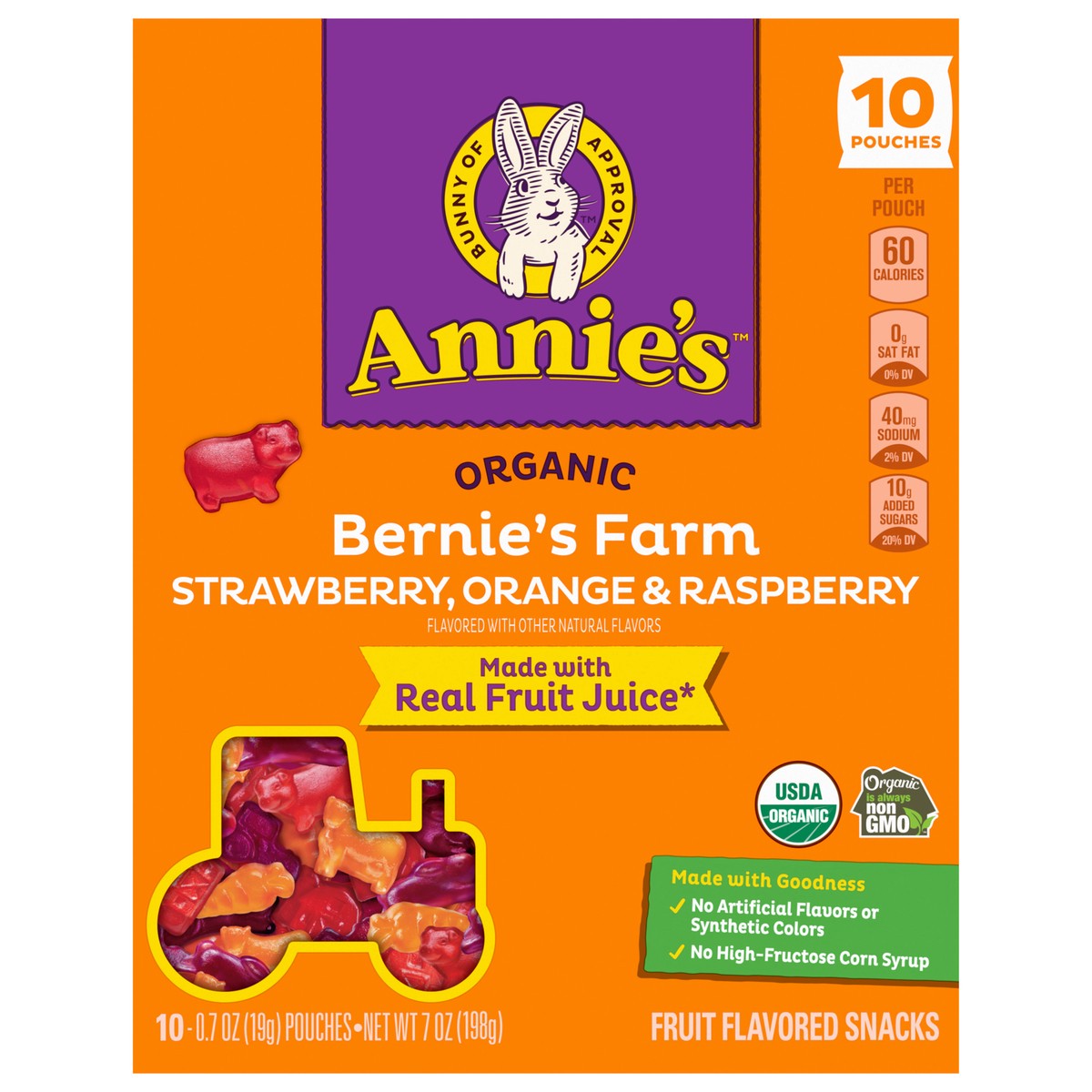 slide 1 of 9, Annie's Organic Bernie's Farm Fruit Flavored Snacks, Gluten Free, 10 Pouches, 7 oz, 10 ct