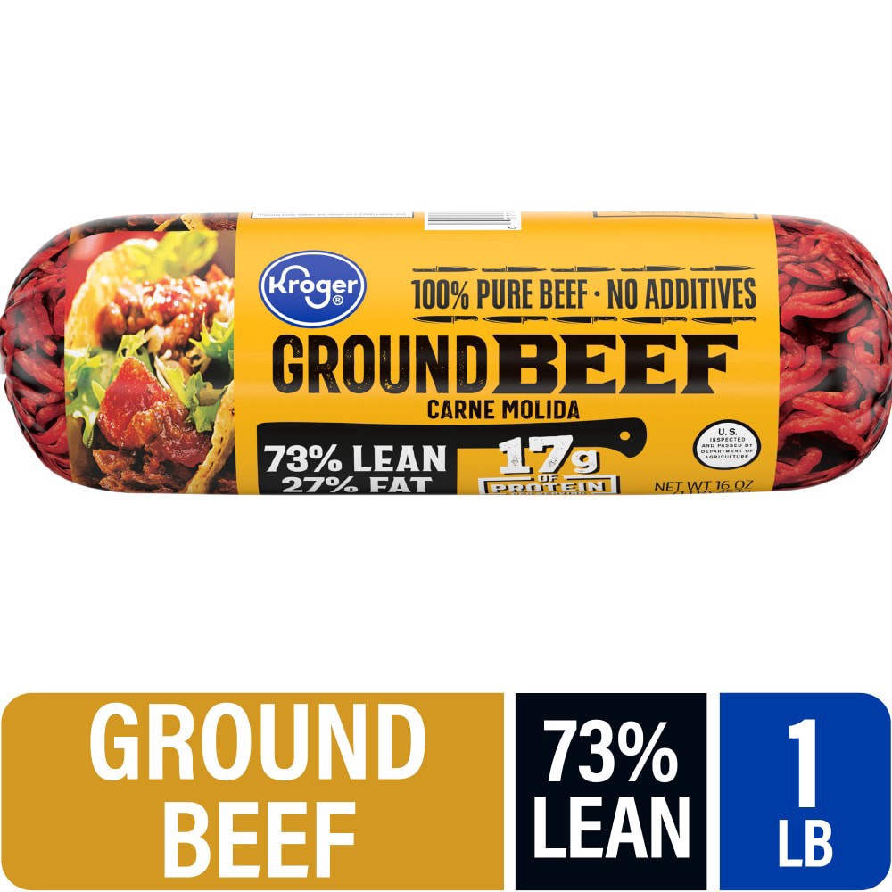 slide 1 of 5, Kroger Ground Beef 73% Lean 27% Fat, 1 lb