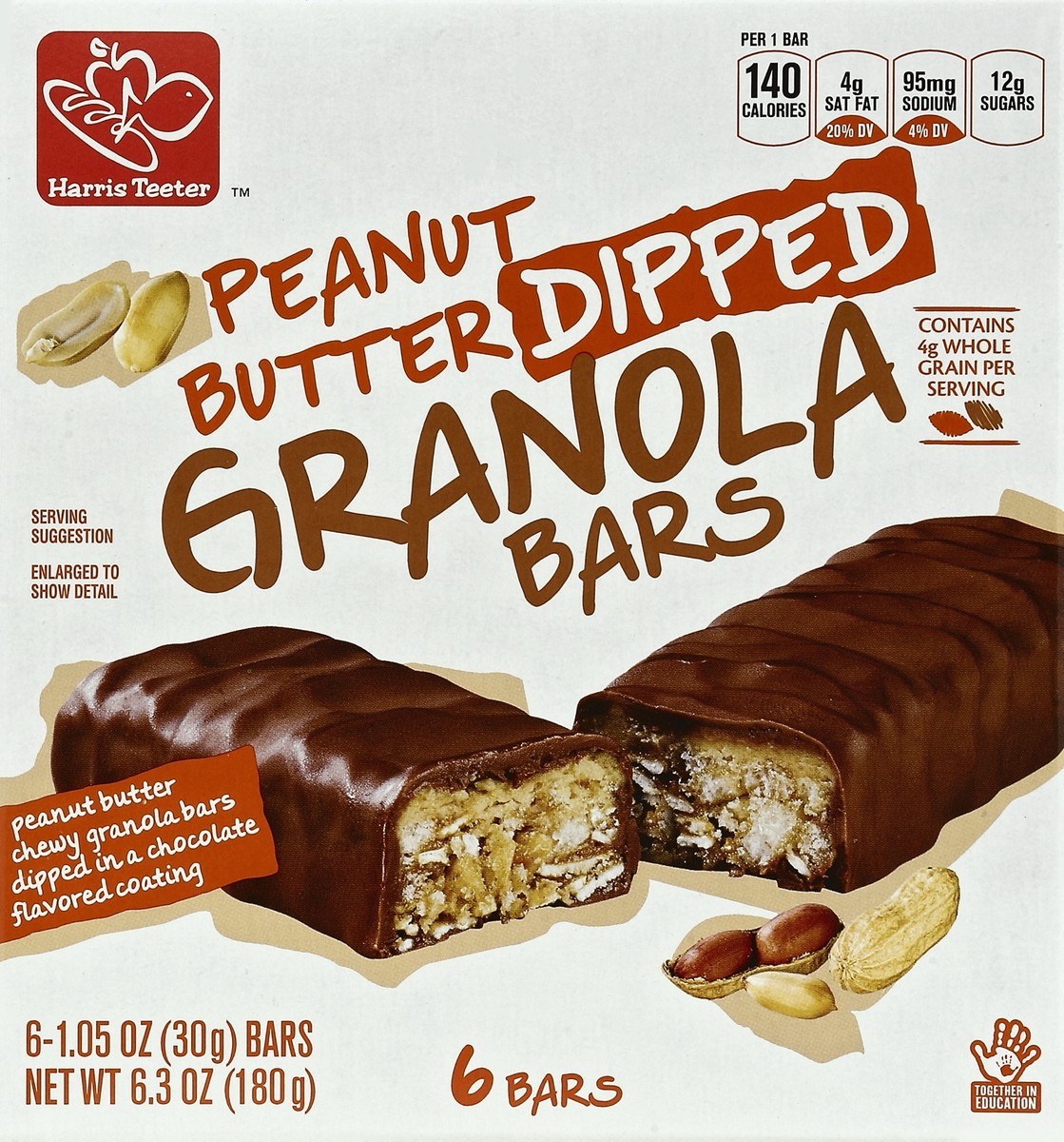 slide 3 of 4, Harris Teeter Peanut Butter Dipped Granola Bars, 6.3 oz