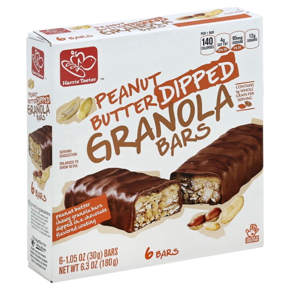 slide 1 of 4, Harris Teeter Peanut Butter Dipped Granola Bars, 6.3 oz