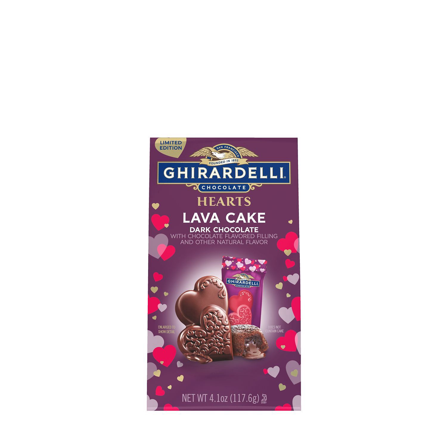 slide 1 of 1, GHIRARDELLI Dark Chocolate Lava Cake Hearts, 4.1 oz Bag, 4.1 oz
