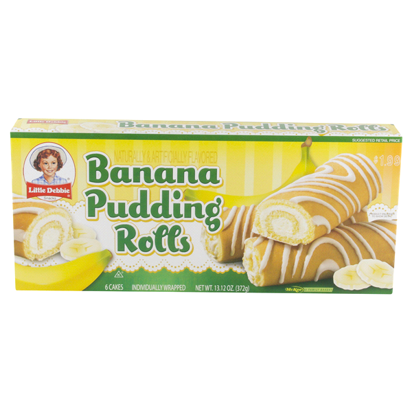 slide 1 of 1, Little Debbie Banana Pudding Rolls, 6 ct; 2.18 oz