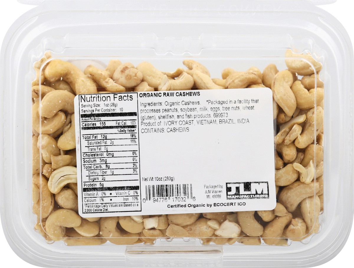 slide 4 of 10, JLM Cashews, Raw, Organic, 10 oz