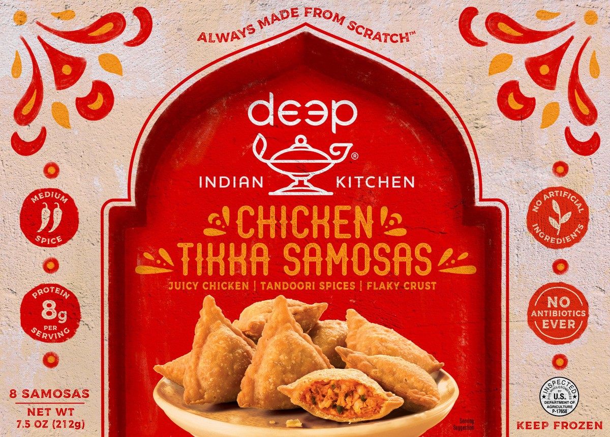 slide 4 of 7, Deep Indian Kitchen Chicken Tikka Samosas, 7.5 oz