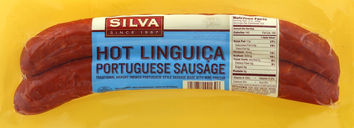 slide 12 of 13, Silva Hot Linguica Portuguese Sausage 11 oz, 11 oz