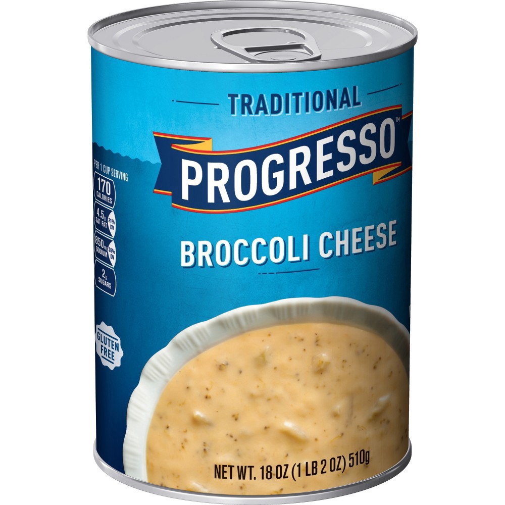 slide 11 of 15, Progresso Traditional, Broccoli Cheese Canned Soup, Gluten Free, 18 oz., 18 oz