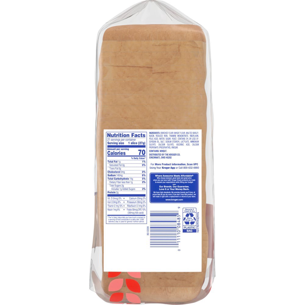 slide 3 of 3, Kroger Enriched White Bread, 20 oz