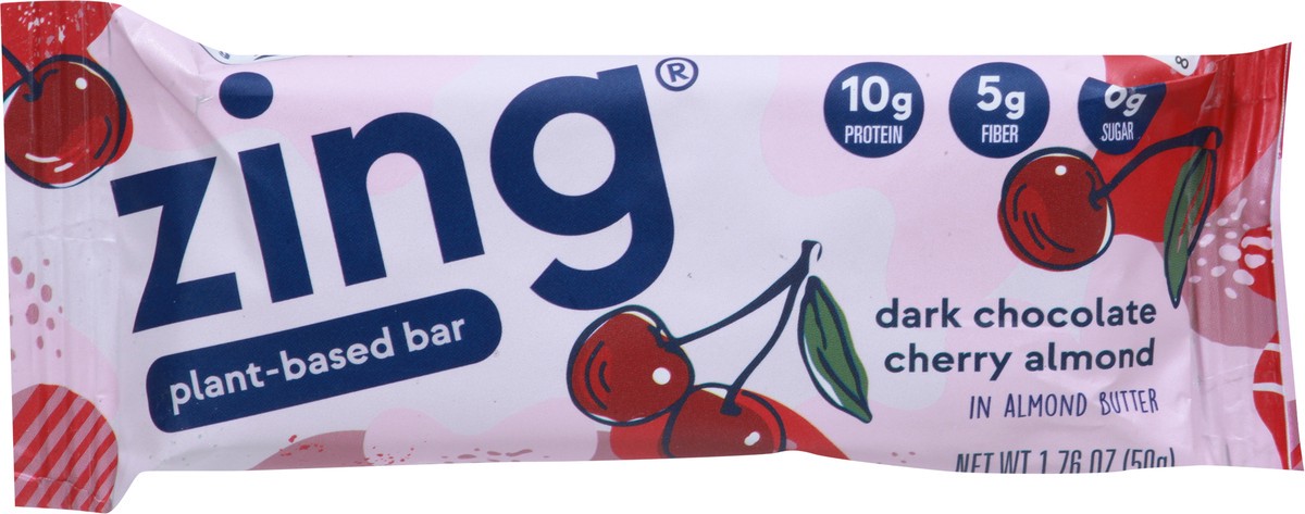 slide 4 of 9, Zing Dark Chocolate Cherry Almond Bar 1.76 oz, 1.76 oz