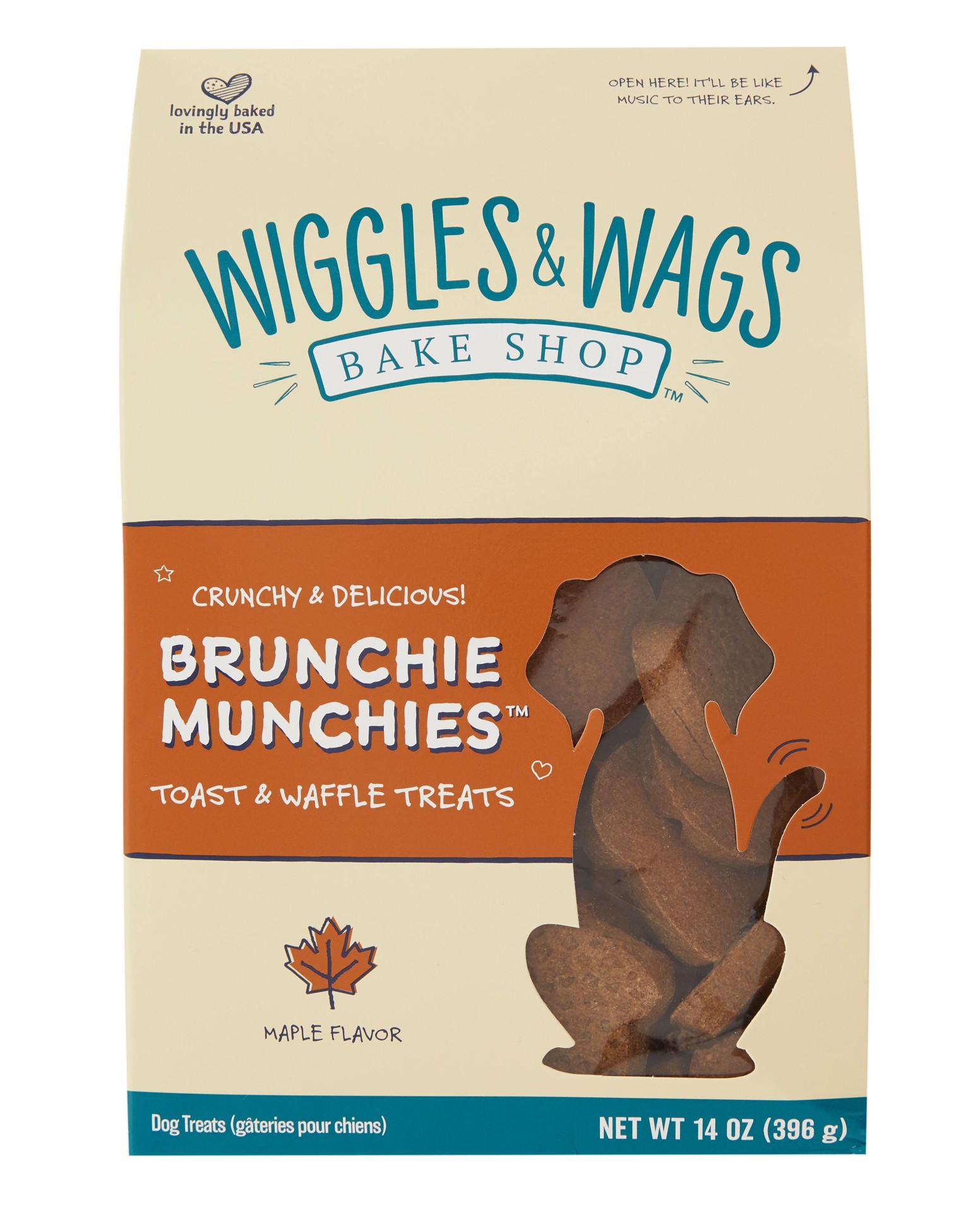 slide 1 of 1, Wiggles & Wags Bake Shop Brunchie Munchies Dog Crunchy Treat - Maple, 14 Oz., 14 oz