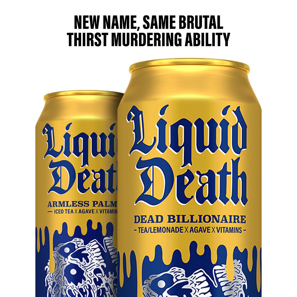 slide 4 of 6, Liquid Death, Dead Billionaire Iced Tea, 8-Pack (King Size 19.2oz Cans), Half Lemonade Half Black Tea Sweetened With Real Agave, B12 & B6 Vitamins, Low Calorie & Low Sugar, 8 ct; 19.2 oz