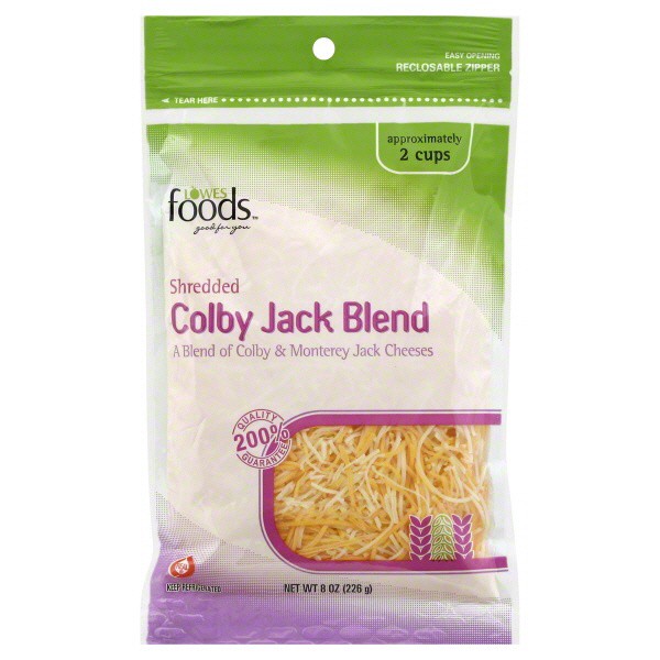 slide 1 of 1, Lowes Foods Shredded Colby Jack Cheese, 8 oz