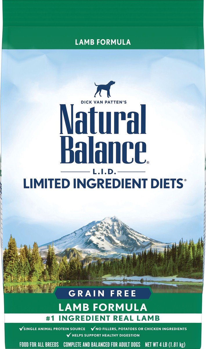 slide 4 of 8, Natural Balance L.I.D. Limited Ingredient Diets Grain Free Lamb Formula Dog Food 4 lb, 4 lb