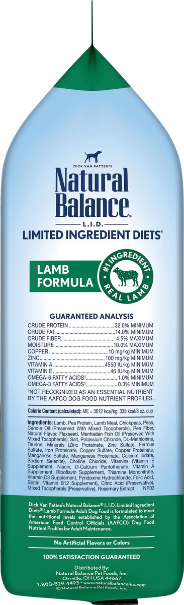 slide 7 of 8, Natural Balance L.I.D. Limited Ingredient Diets Grain Free Lamb Formula Dog Food 4 lb, 4 lb