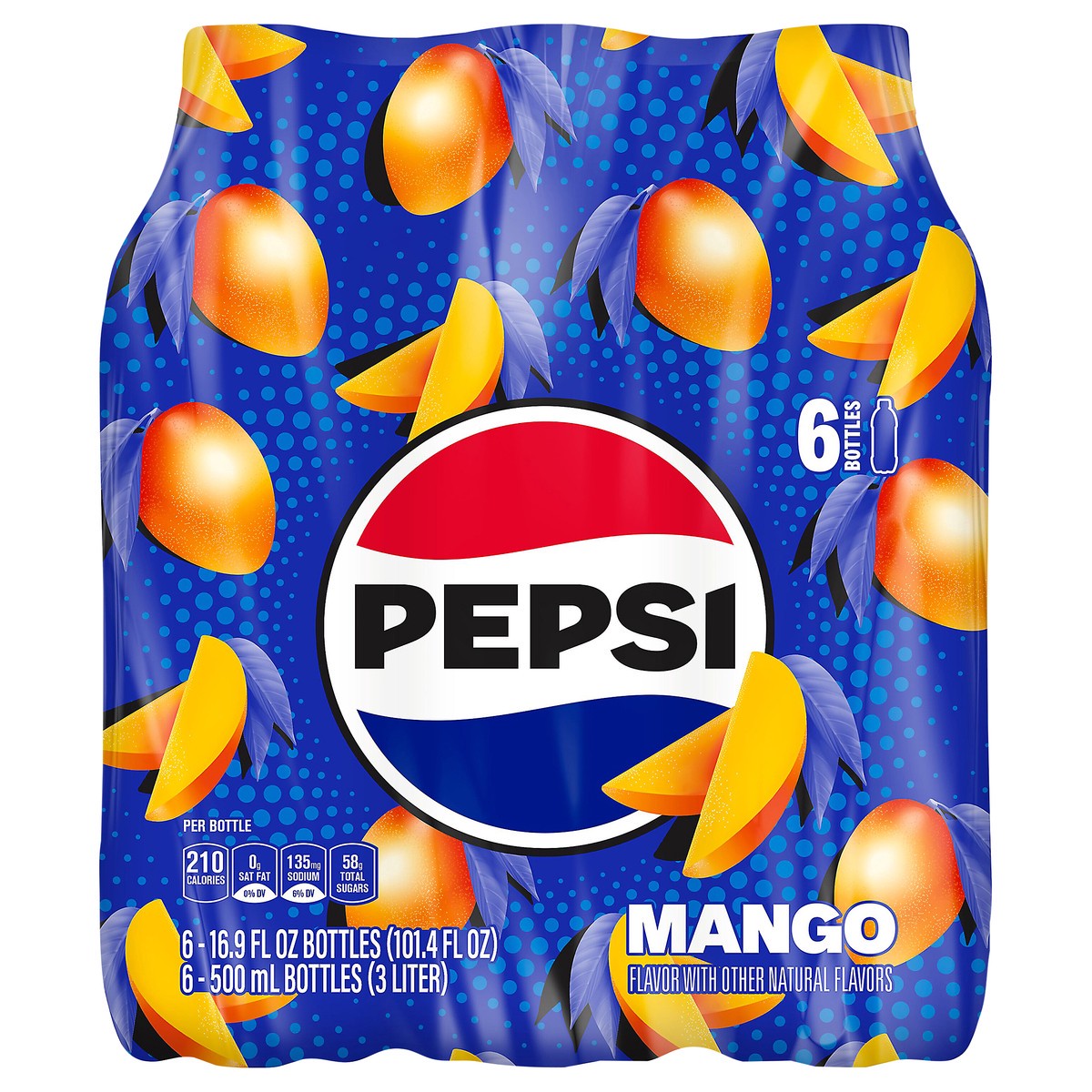 slide 1 of 5, Pepsi Soda Mango - 6 ct, 6 ct