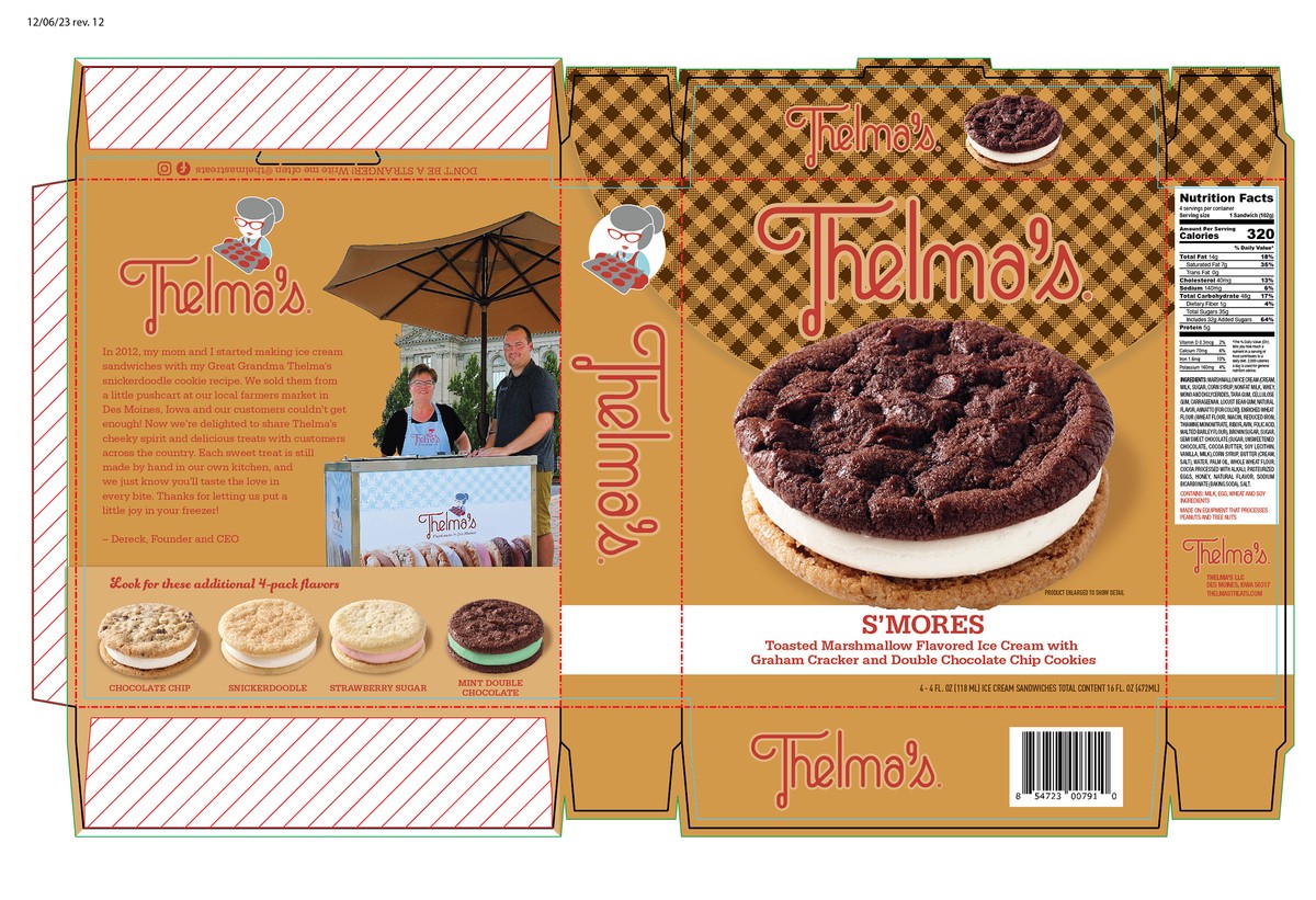 slide 7 of 10, Thelma's S'mores Ice Cream Sandwich 4 Pack, 4 ct