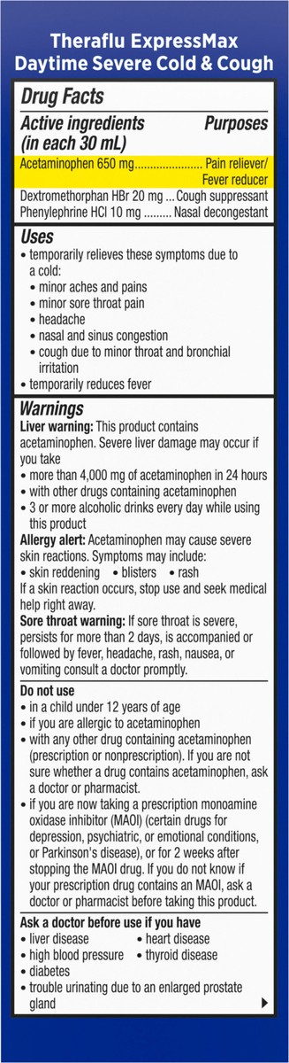 slide 5 of 9, Theraflu ExpressMax Severe Cold and Cough Nighttime and Daytime Cough and Cold Medicine, Berry Flavor - 8.3 Fl Oz Syrup x 2, 2 ct