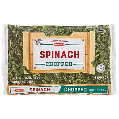 slide 1 of 1, H-E-B Chopped Spinach, 16 oz