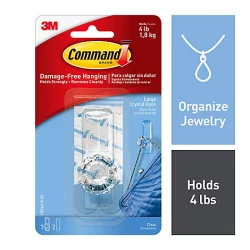 Command Clear Large Crystal Hook 1 Hook 2 Strips In A Pack - Each