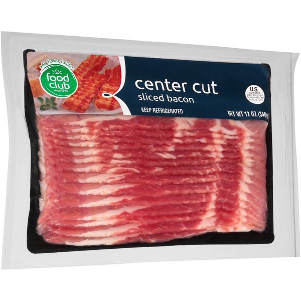 slide 1 of 1, Food Club Center Cut Sliced Bacon, 12 oz