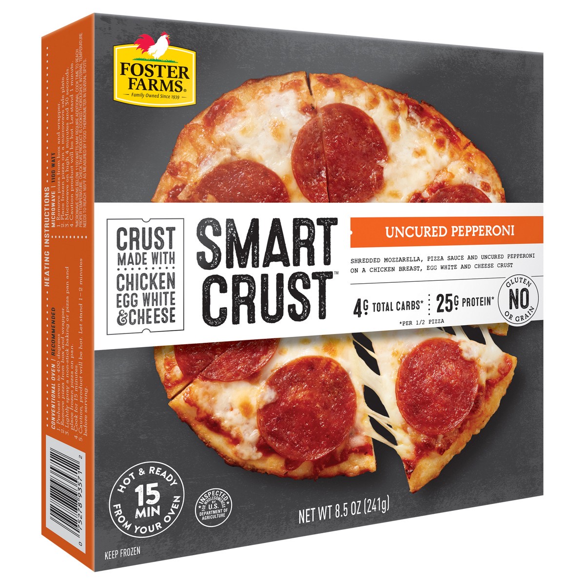 slide 2 of 10, Foster Farms Smart Crust Uncured Pepperoni Pizza, 8.5 oz