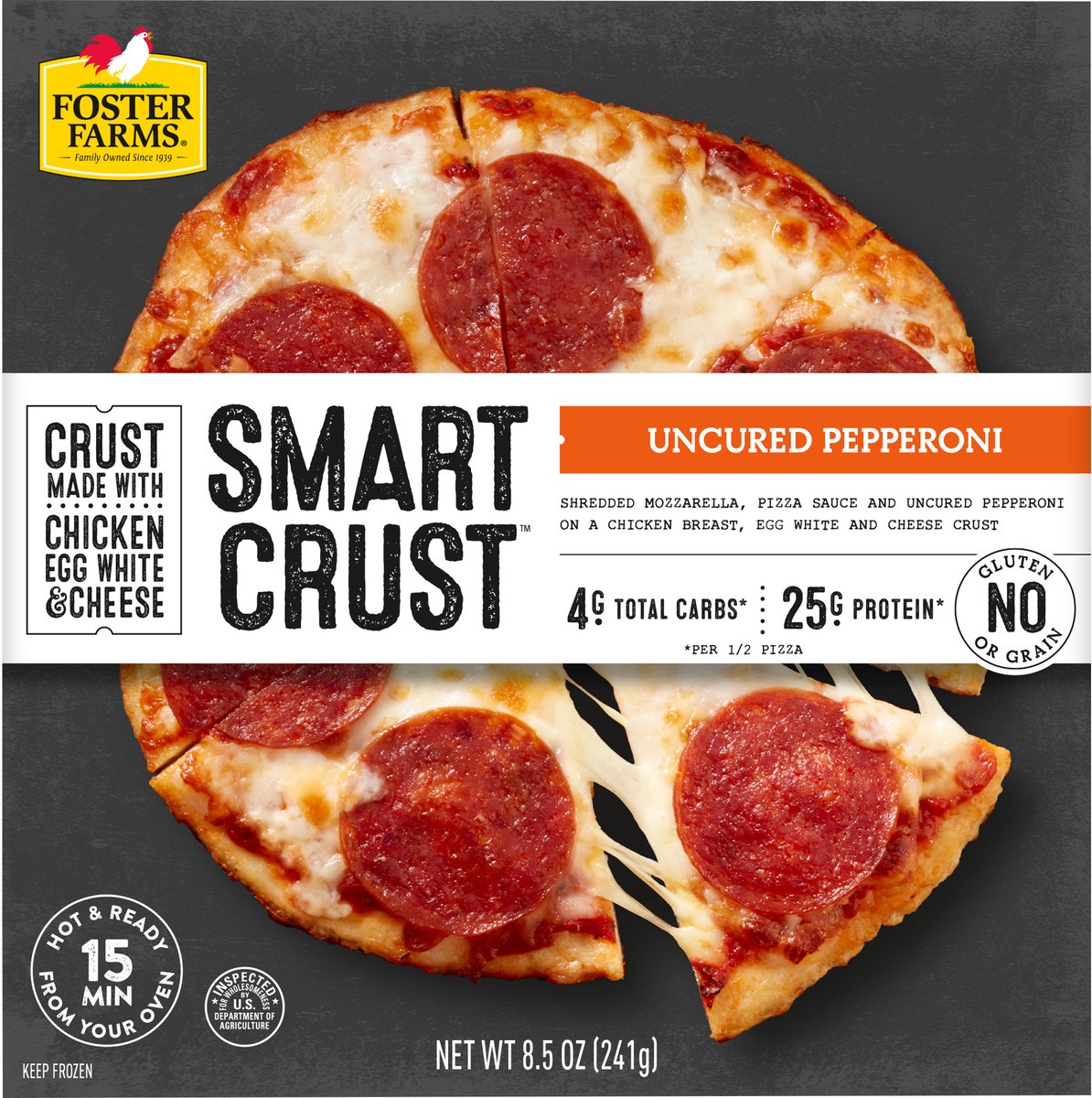 slide 8 of 10, Foster Farms Smart Crust Uncured Pepperoni Pizza, 8.5 oz