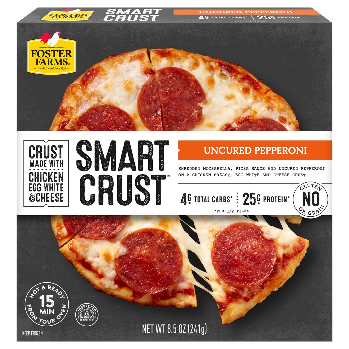 slide 10 of 10, Foster Farms Smart Crust Uncured Pepperoni Pizza, 8.5 oz