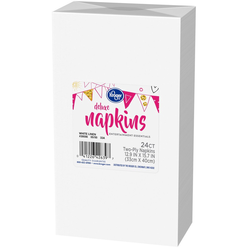 slide 2 of 4, Kroger Entertainment Essentials White Linen Deluxe Napkins, 24 ct
