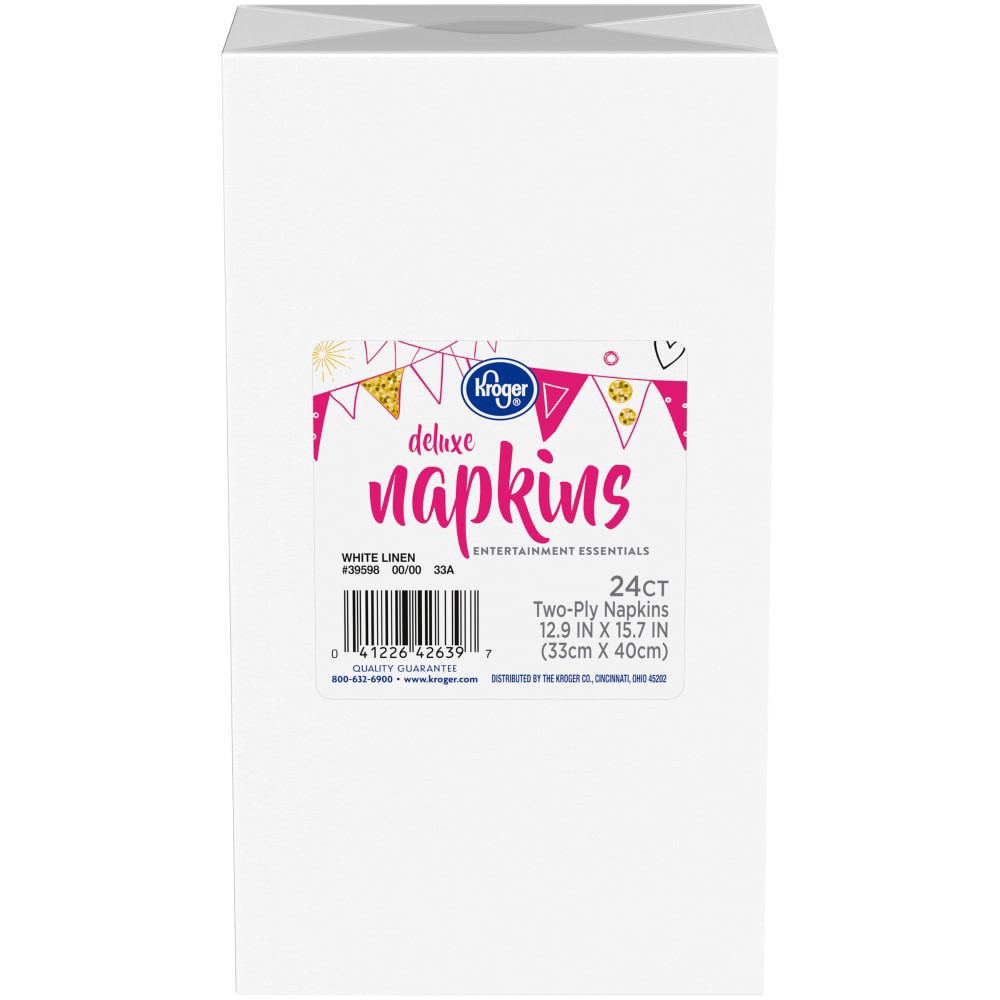 slide 1 of 4, Kroger Entertainment Essentials White Linen Deluxe Napkins, 24 ct