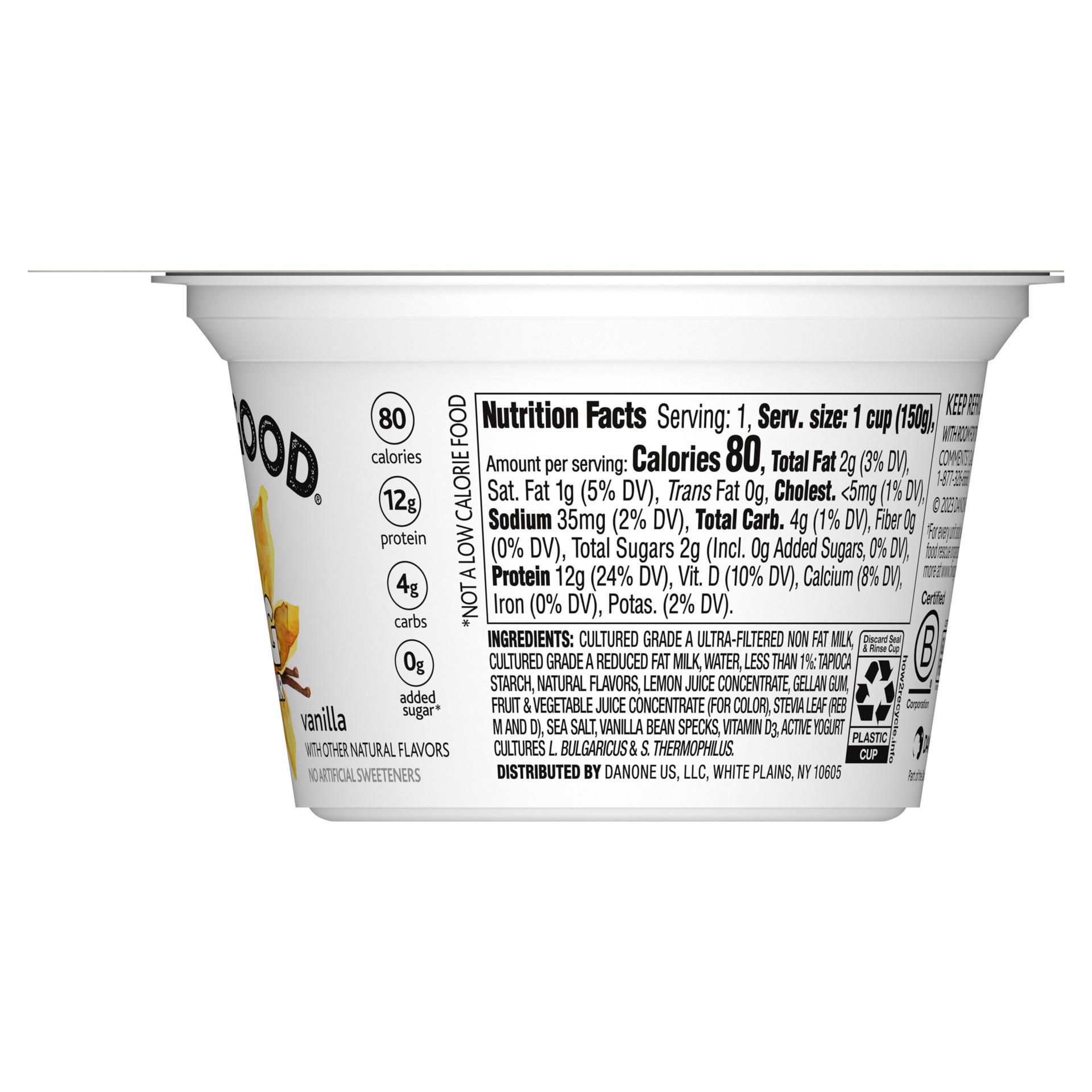 slide 2 of 5, Too Good & Co. Vanilla Yogurt-Cultured Ultra-Filtered Low Fat Milk Product, 5.3 OZ Cup, 5.3 oz