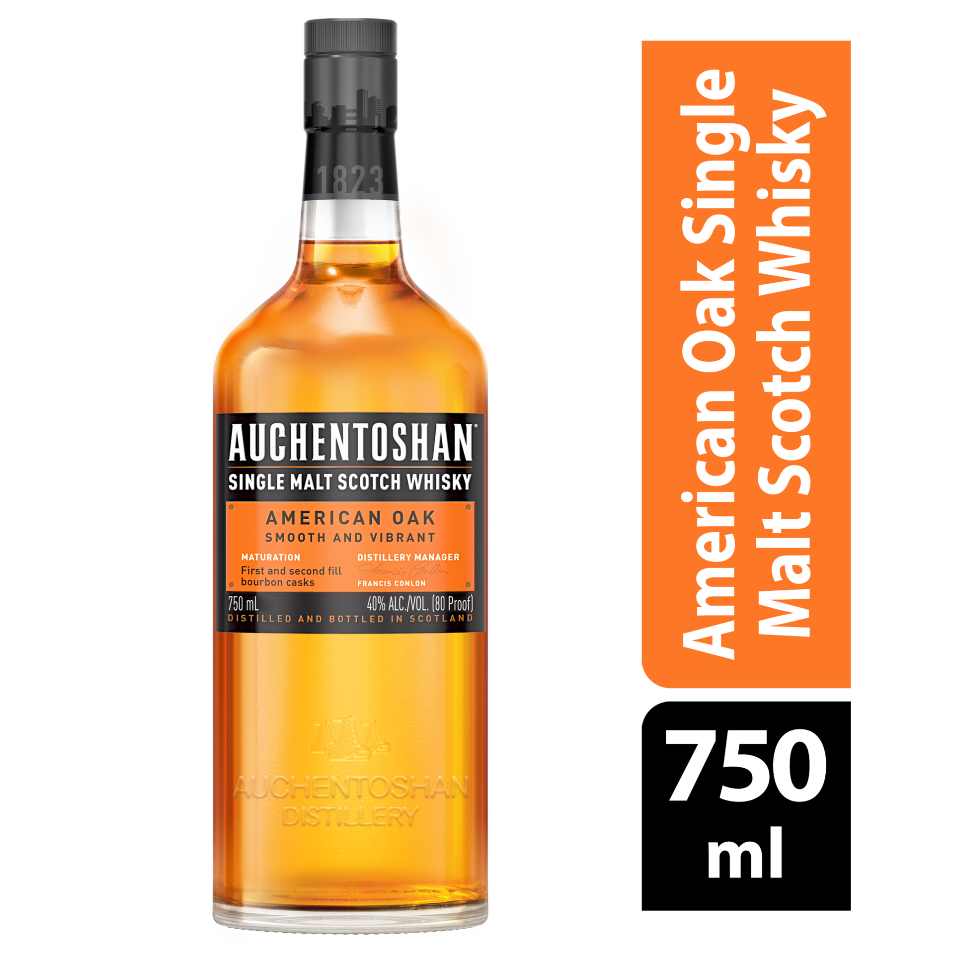 slide 1 of 2, Auchentoshan American Oak Single Malt Scotch, 750 ml