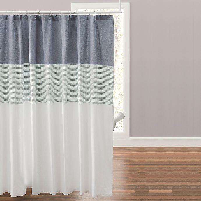 slide 1 of 2, Nora Shower Curtain - Navy, 72 in x 96 in