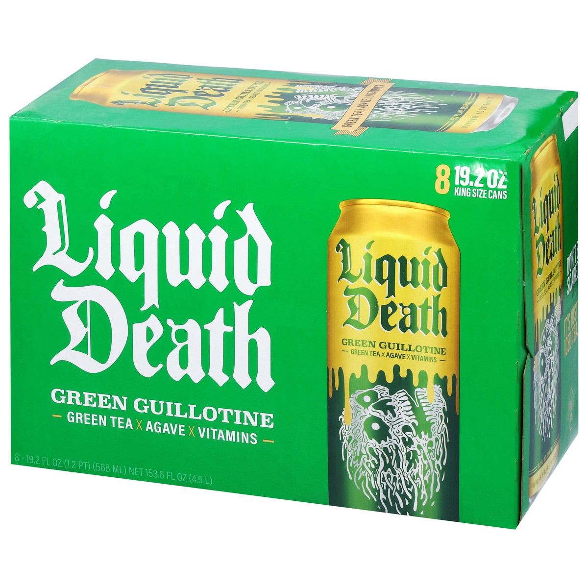 slide 7 of 15, Liquid Death Iced Green Tea, Green Guillotine, 19.2 oz King Sized Cans (8-Pack), 153.60 oz