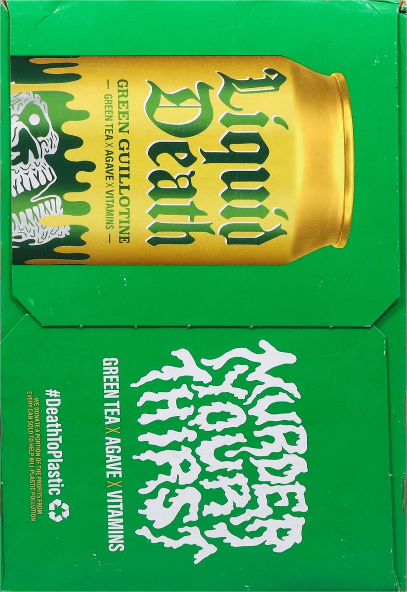 slide 13 of 15, Liquid Death Iced Green Tea, Green Guillotine, 19.2 oz King Sized Cans (8-Pack), 153.60 oz