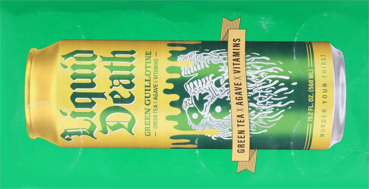 slide 14 of 15, Liquid Death Iced Green Tea, Green Guillotine, 19.2 oz King Sized Cans (8-Pack), 153.60 oz