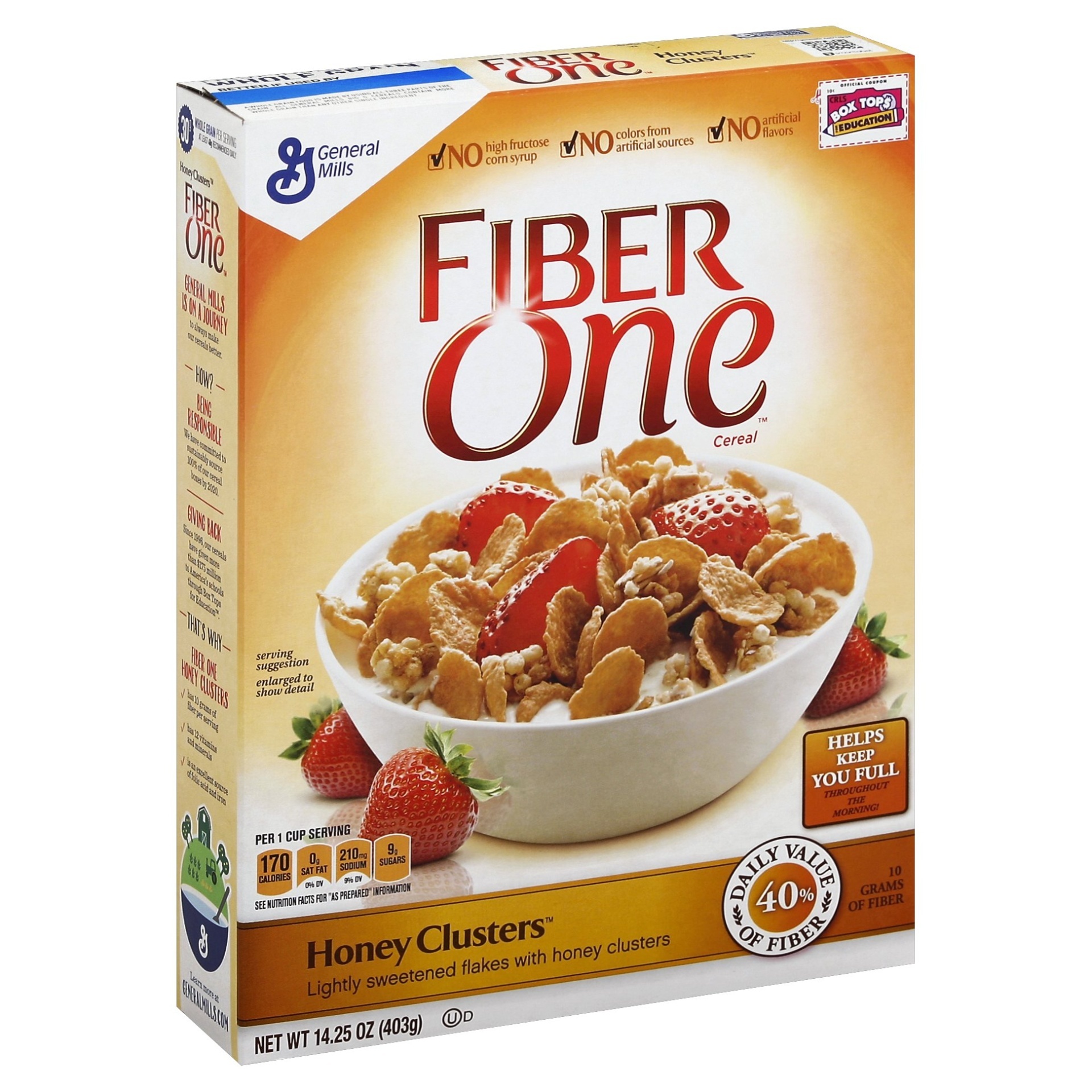 slide 1 of 1, Fiber One Honey Clusters Cereal with Whole Grain and Real Honey, 14.25 oz