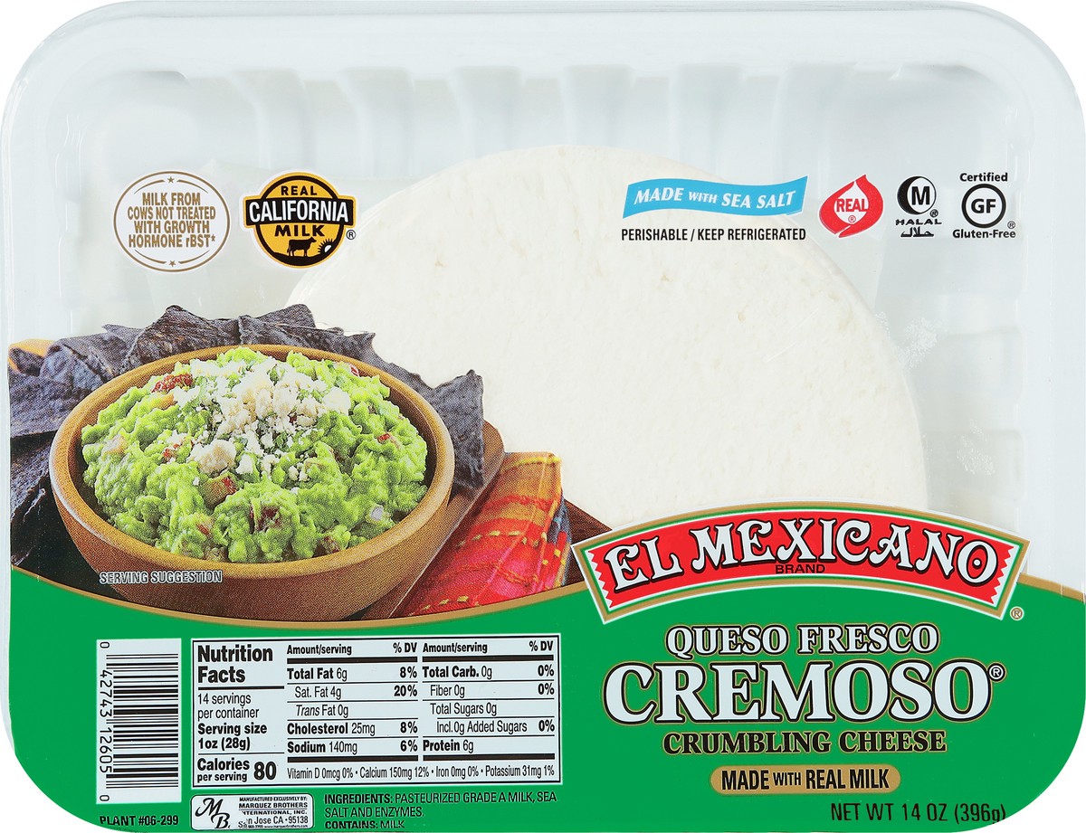 slide 9 of 14, El Mexicano Queso Fresco Cremoso Crumbling Cheese 14 oz, 14 oz