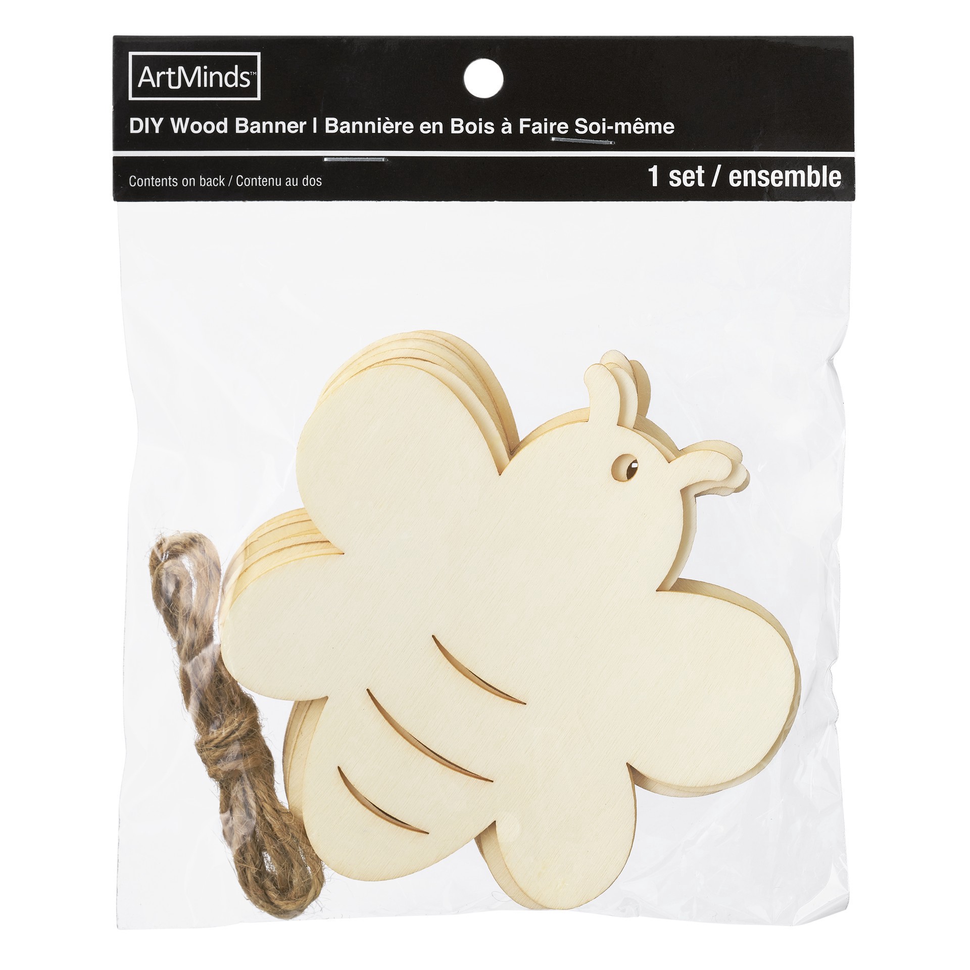 slide 3 of 5, Unfinished Wooden Bee Banner By Make Market, 5.91 in x 7.9 in x 0.63 in