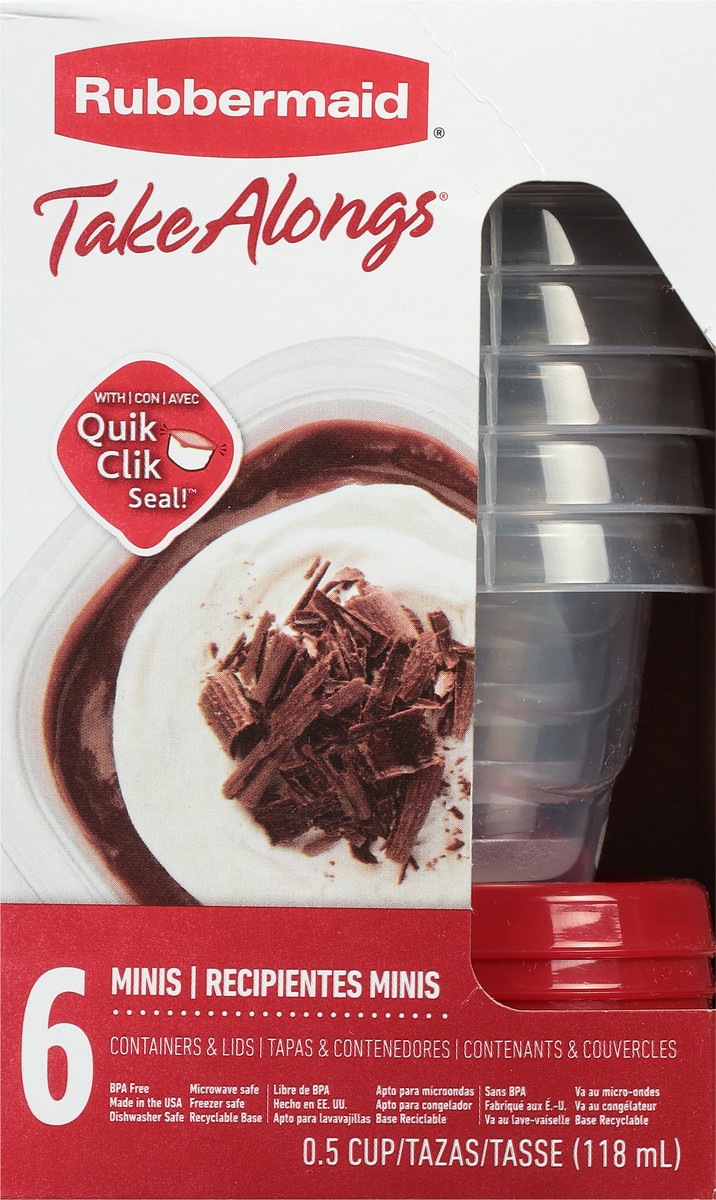 slide 8 of 11, Rubbermaid Take Alongs 0.5 Cup Containers & Lids Minis 6 ea, 6 ct