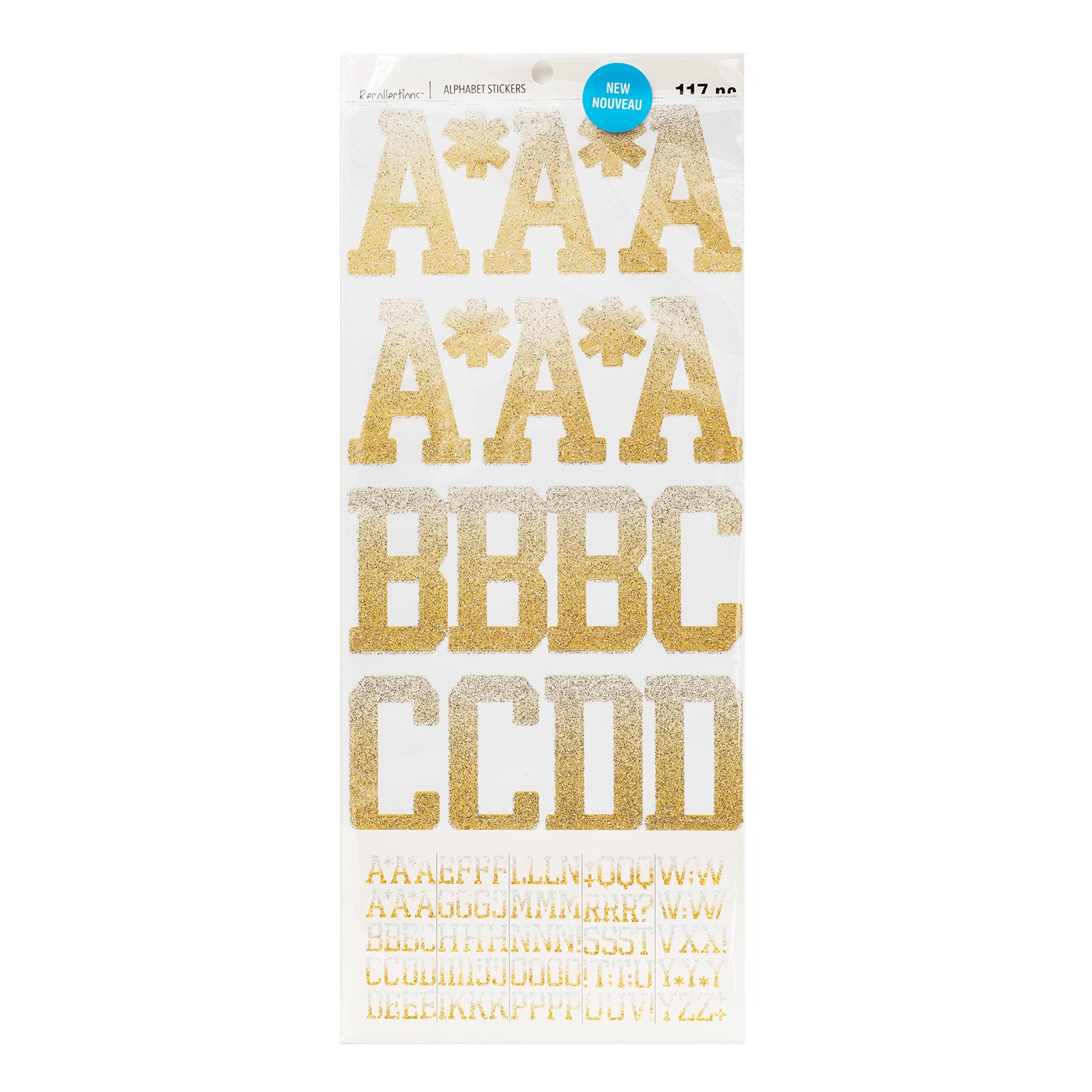 slide 3 of 3, Gold & White Glitter Ombre Alphabet Stickers By Recollections, 2.25 in