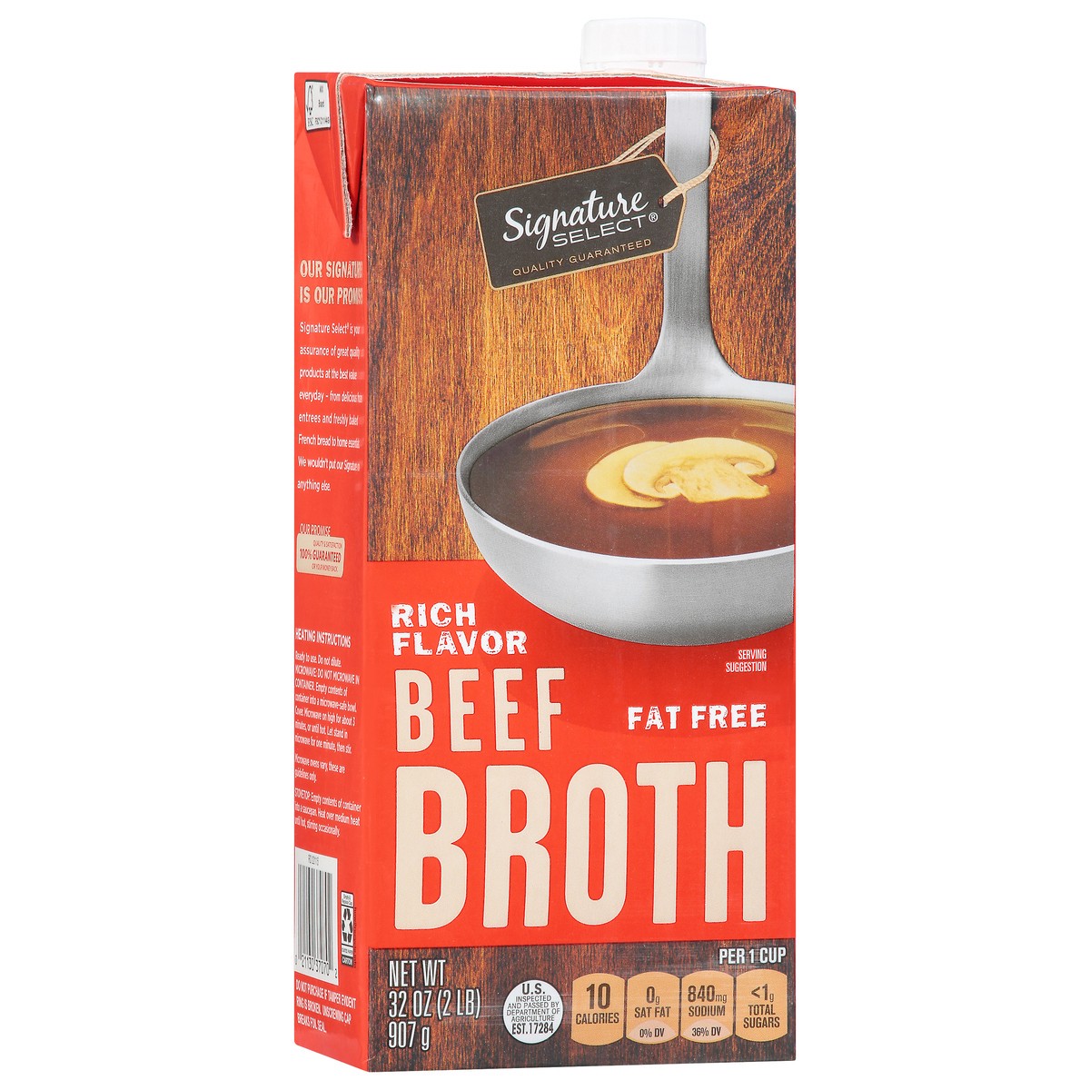 slide 6 of 9, Signature Select Fat Free Rich Flavor Beef Broth 32 oz, 32 oz