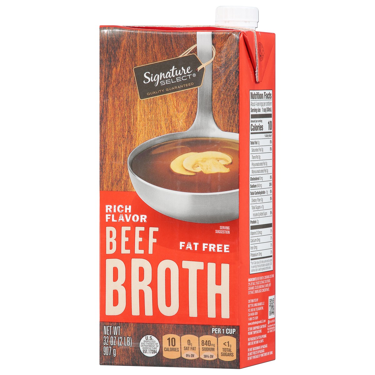 slide 3 of 9, Signature Select Fat Free Rich Flavor Beef Broth 32 oz, 32 oz