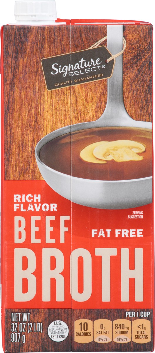 slide 5 of 9, Signature Select Fat Free Rich Flavor Beef Broth 32 oz, 32 oz