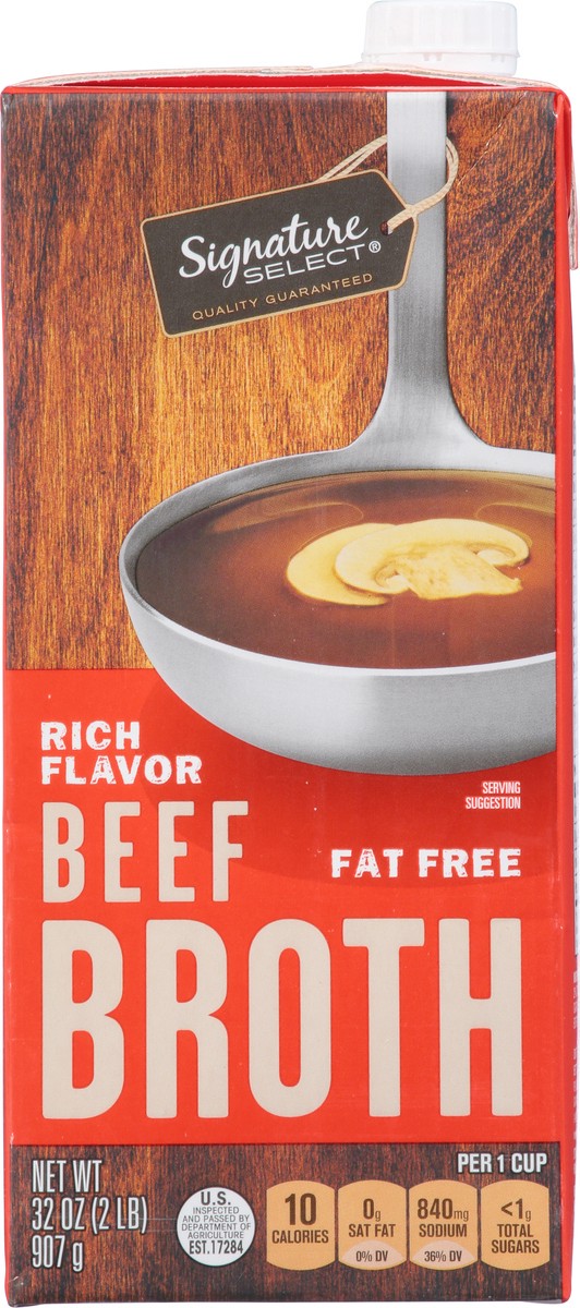 slide 2 of 9, Signature Select Fat Free Rich Flavor Beef Broth 32 oz, 32 oz