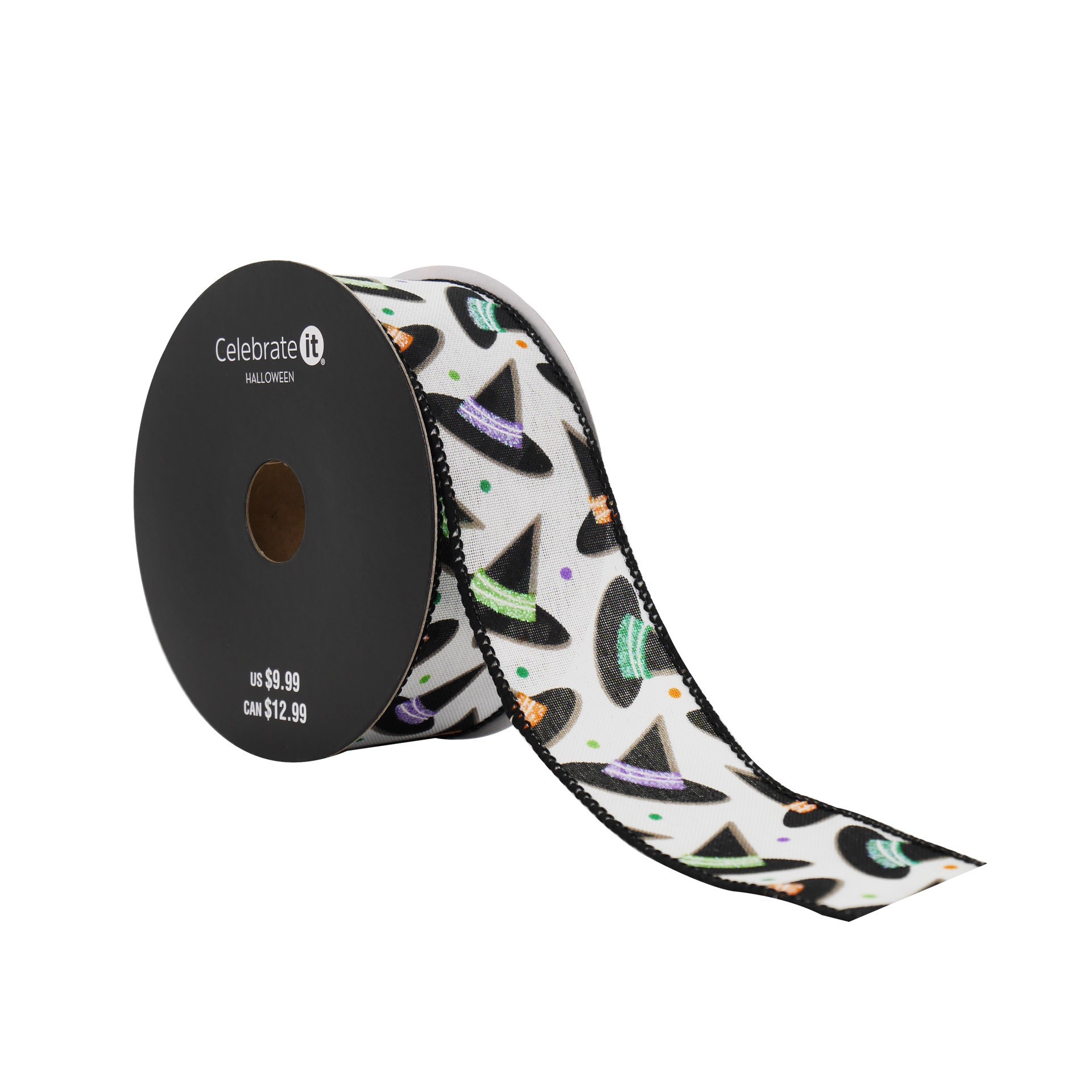 slide 3 of 3, 1.5" X 10yd. Witch Hat Toss Wired Taffeta Ribbon By Celebrate It Halloween, 1.5 in x 10 yd