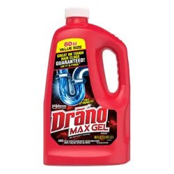 Drano Max Gel Clog Remover, Pro Strength Drain Cleaner for Home Use, Safe on Pipes, 80 oz
