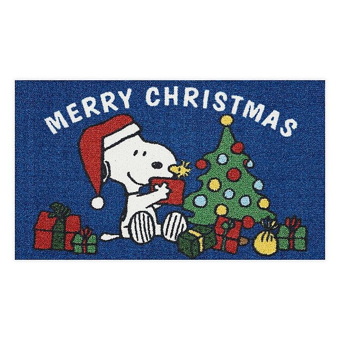 slide 1 of 1, Peanuts Snoopy Merry Christmas Rug - Navy'', 18 in x 30 in