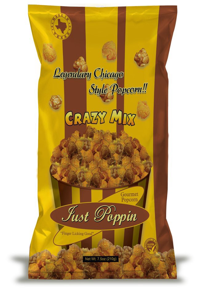 slide 1 of 1, Just Poppin Crazy Mix Cheese & Caramel Popcorn, 7.5 oz