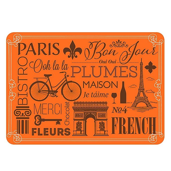 slide 1 of 1, The Softer Side by Weather Guard Parisian Kitchen Mat - Orange/Brown, 23 in x 36 in