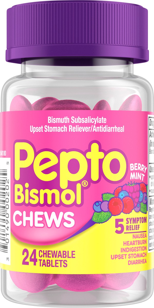 slide 2 of 4, Pepto-Bismol Pepto Bismol Berry Mint Chew Multi Symptom, 24 ct